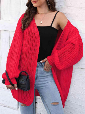 Oomph Style Open Front Oversized Long Cardigan-MXSTUDIO.COM