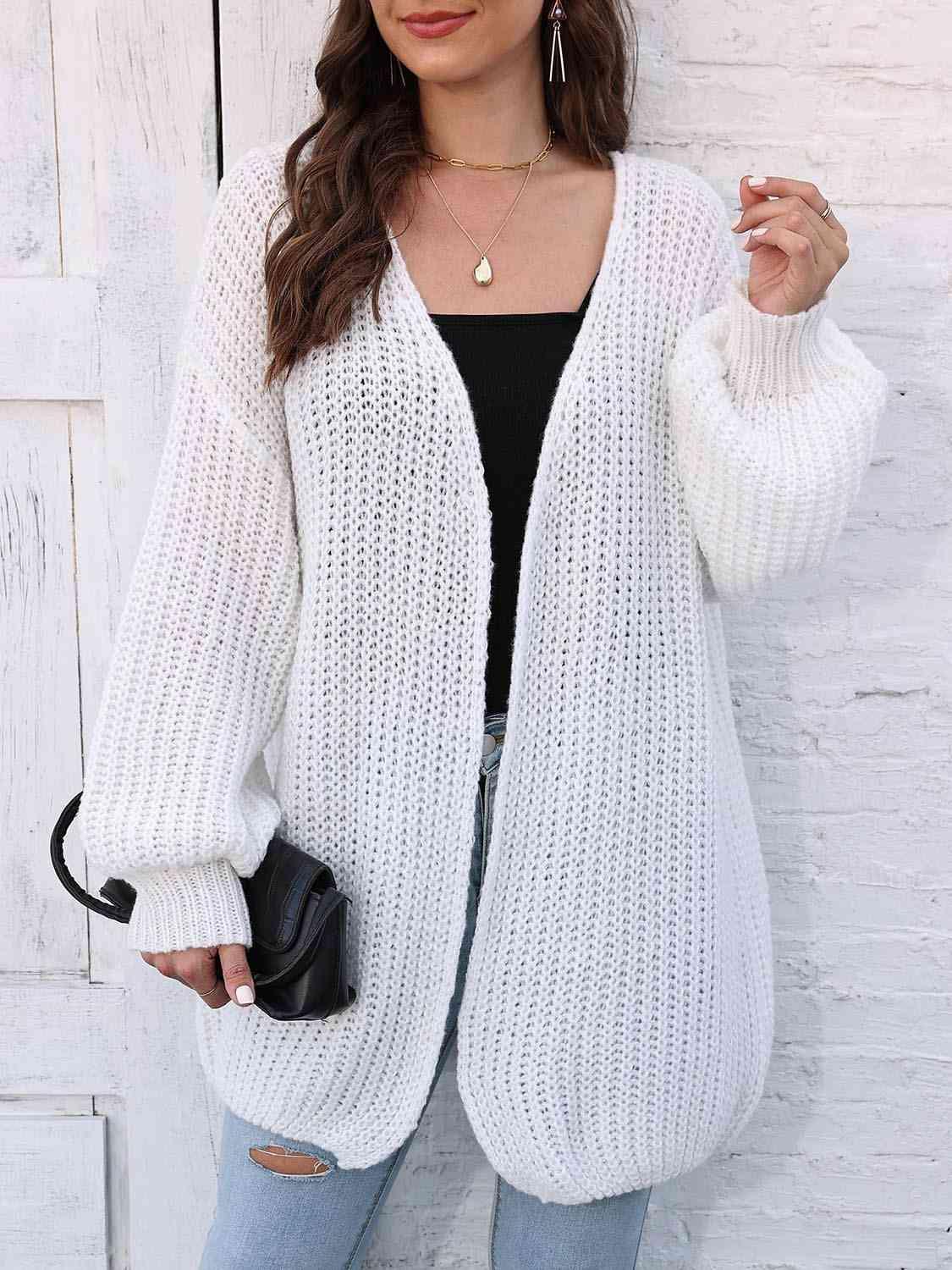 Oomph Style Open Front Oversized Long Cardigan-MXSTUDIO.COM