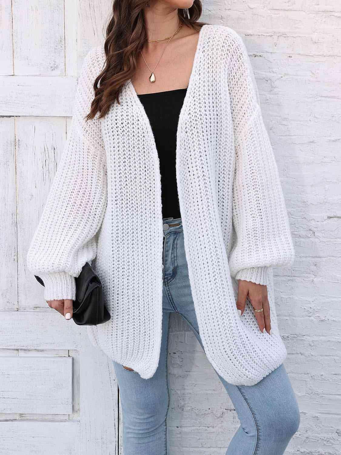 Oomph Style Open Front Oversized Long Cardigan-MXSTUDIO.COM