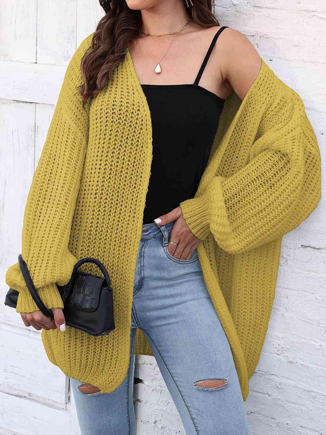 Oomph Style Open Front Oversized Long Cardigan-MXSTUDIO.COM