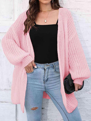 Oomph Style Open Front Oversized Long Cardigan-MXSTUDIO.COM