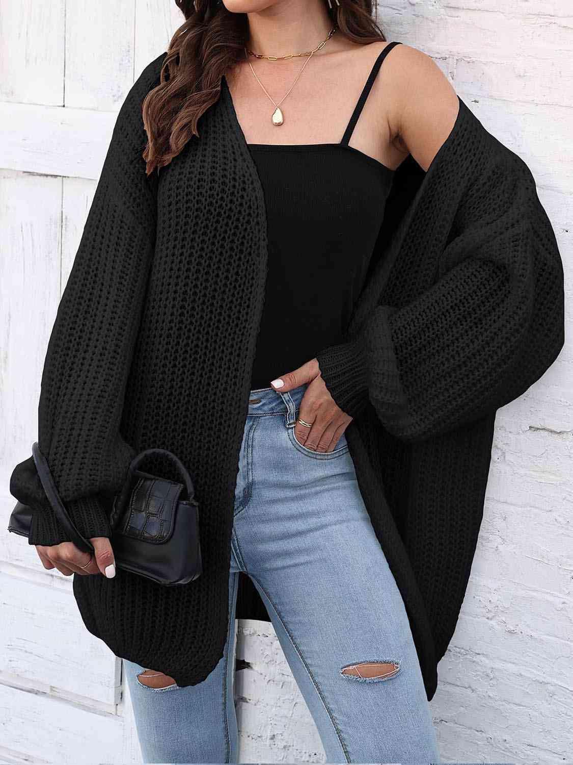 Oomph Style Open Front Oversized Long Cardigan-MXSTUDIO.COM