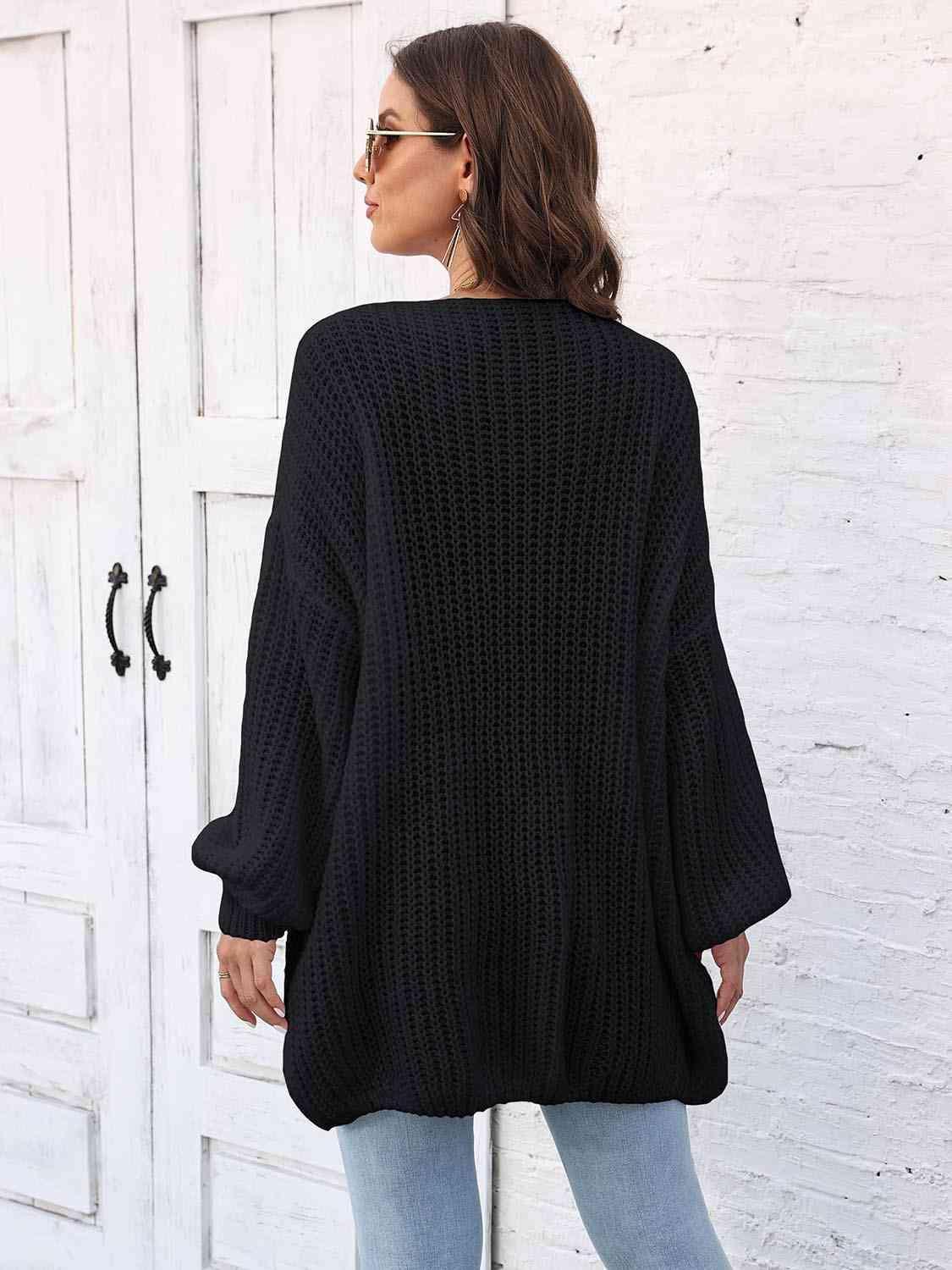 Oomph Style Open Front Oversized Long Cardigan-MXSTUDIO.COM