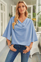 Oozing Beauty Draped Half Sleeve Blouse - MXSTUDIO.COM