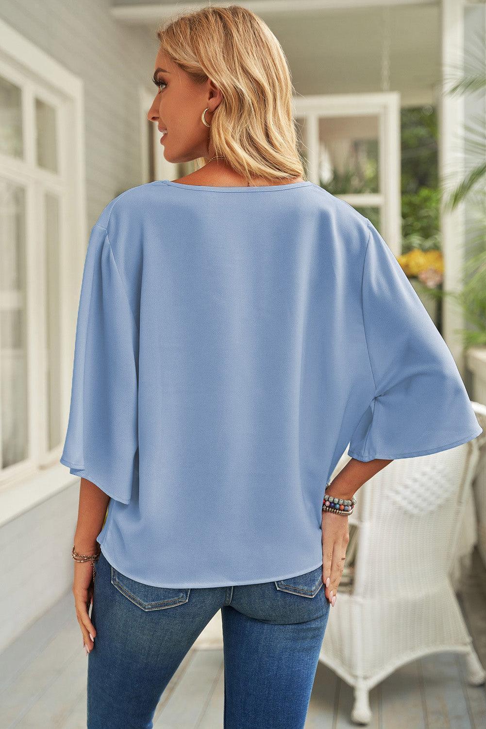 Oozing Beauty Draped Half Sleeve Blouse - MXSTUDIO.COM