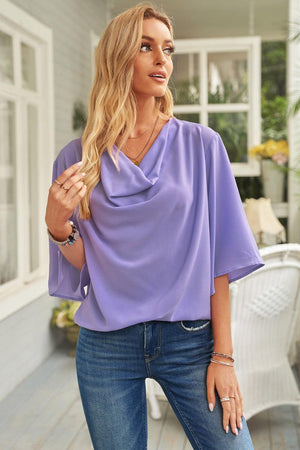 Oozing Beauty Draped Half Sleeve Blouse - MXSTUDIO.COM