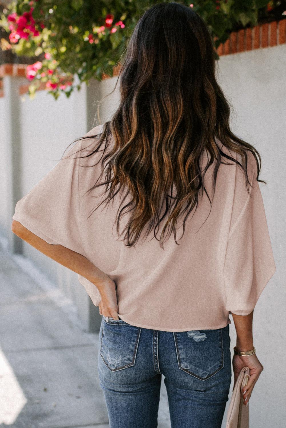 Oozing Beauty Draped Half Sleeve Blouse - MXSTUDIO.COM