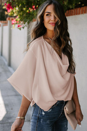 Oozing Beauty Draped Half Sleeve Blouse - MXSTUDIO.COM