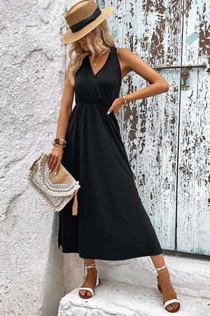 Oozing Charisma Slit Sleeveless A Line Dress - MXSTUDIO.COM