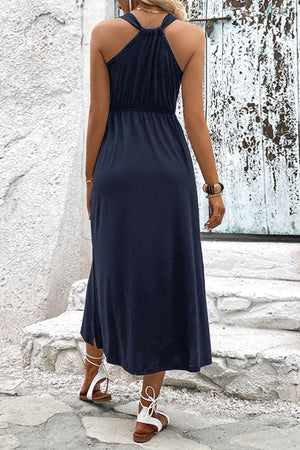 Oozing Charisma Slit Sleeveless A Line Dress - MXSTUDIO.COM