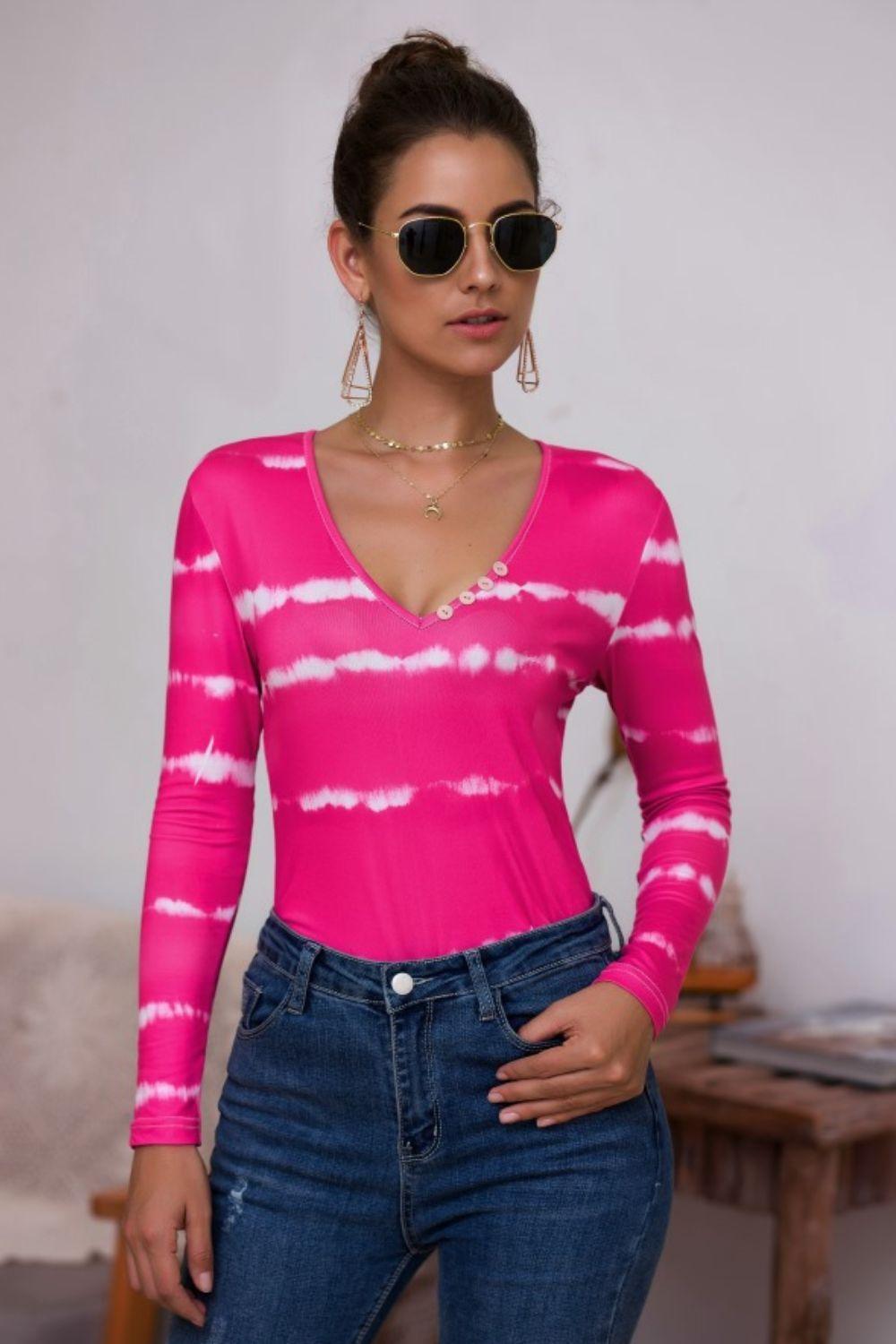 Oozing Confidence V Neck Long Sleeve Top - MXSTUDIO.COM