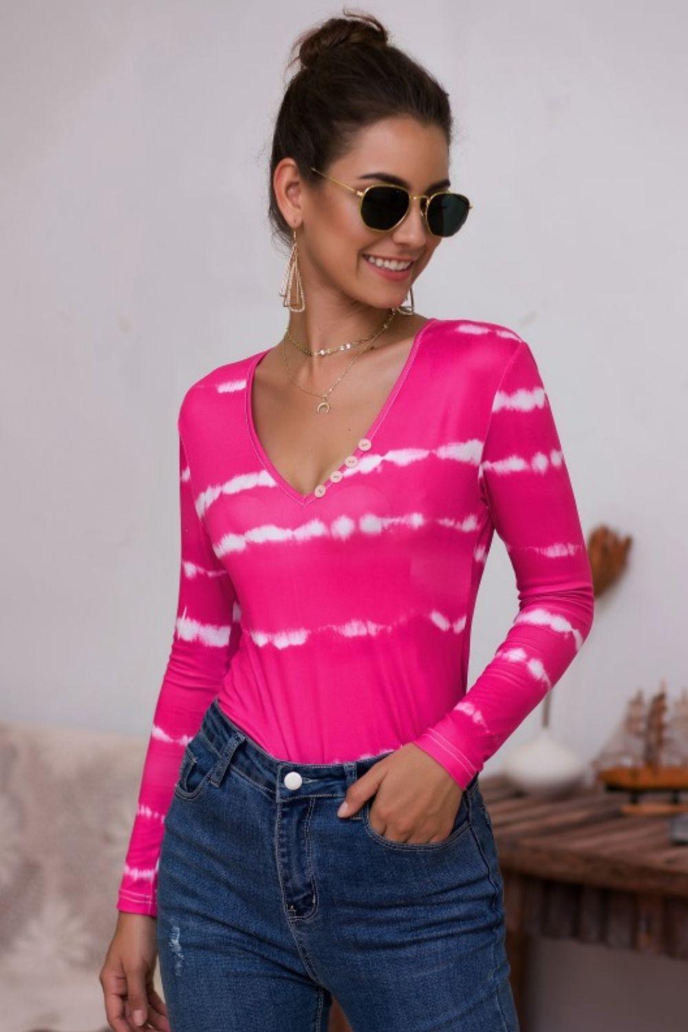 Oozing Confidence V Neck Long Sleeve Top - MXSTUDIO.COM