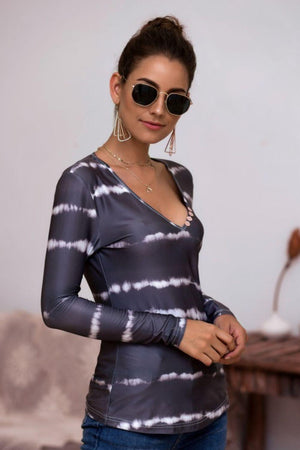 Oozing Confidence V Neck Long Sleeve Top - MXSTUDIO.COM