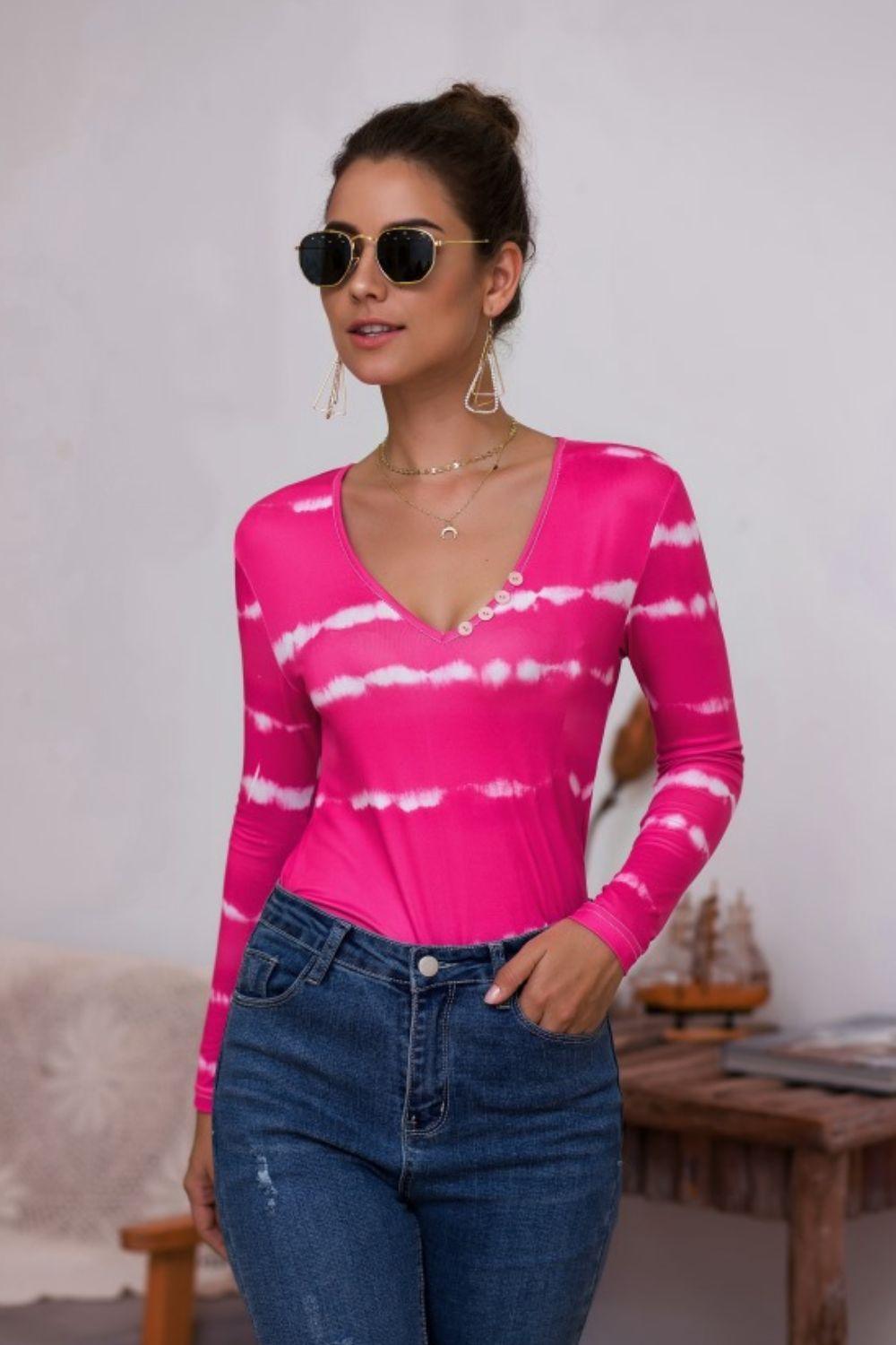 Oozing Confidence V Neck Long Sleeve Top - MXSTUDIO.COM