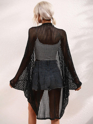 Open Front Longline Sheer Mesh Cover-Up - MXSTUDIO.COM