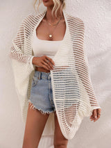 Open Front Longline Sheer Mesh Cover-Up - MXSTUDIO.COM