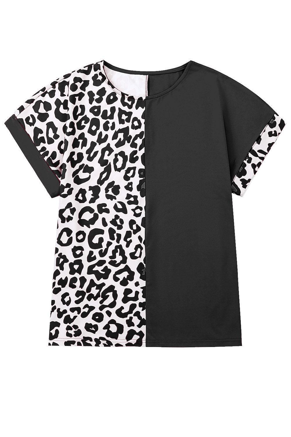 Open-Minded Leopard Color Block Tee - MXSTUDIO.COM