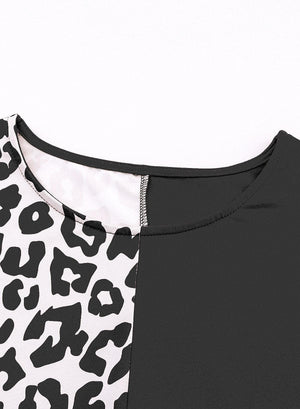 Open-Minded Leopard Color Block Tee - MXSTUDIO.COM