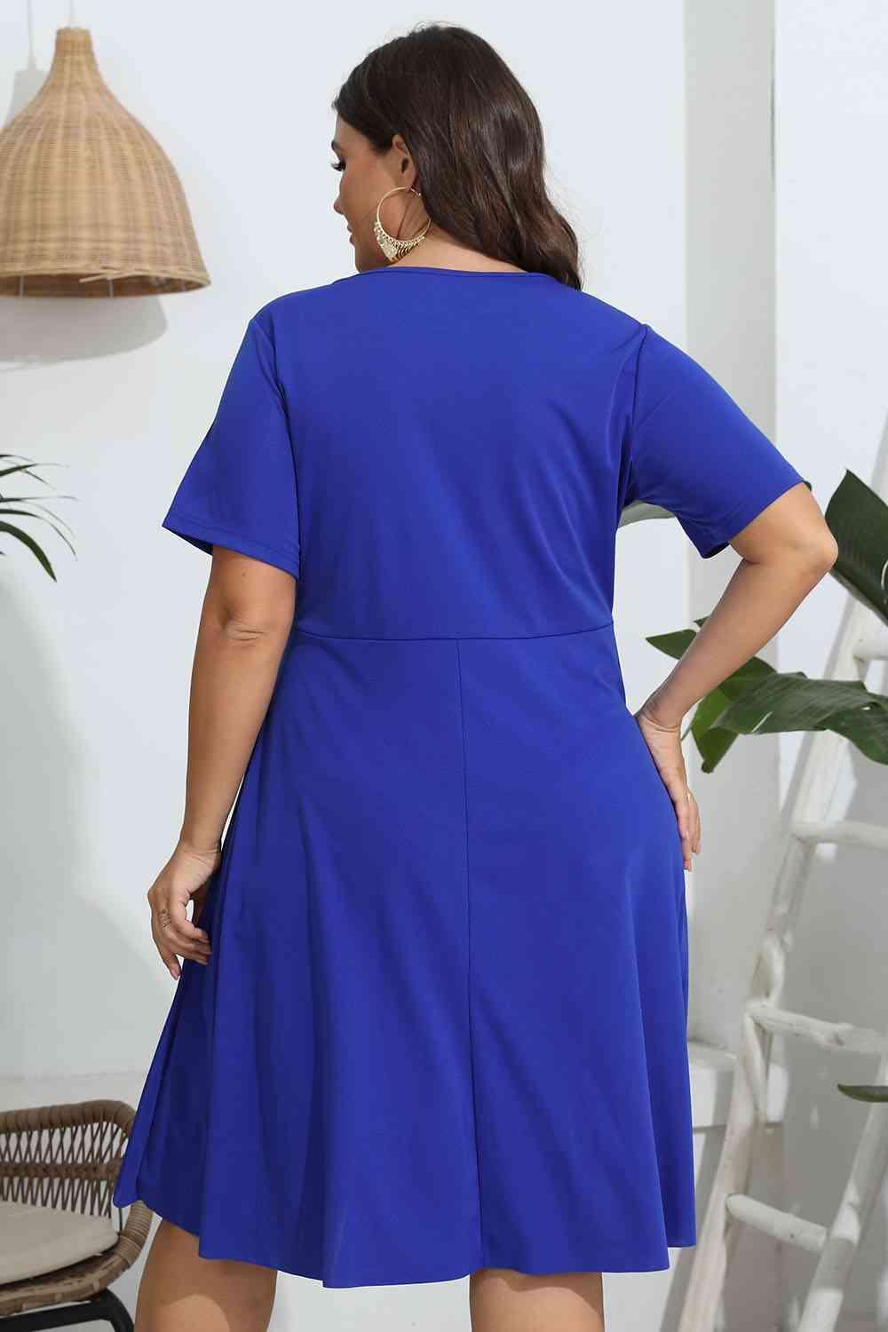 Openwork Accent Plus Size Short Sleeve Dress - MXSTUDIO.COM