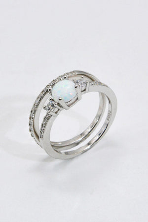 Optimal Chic Sterling Silver Split Shank Opal Ring - MXSTUDIO.COM