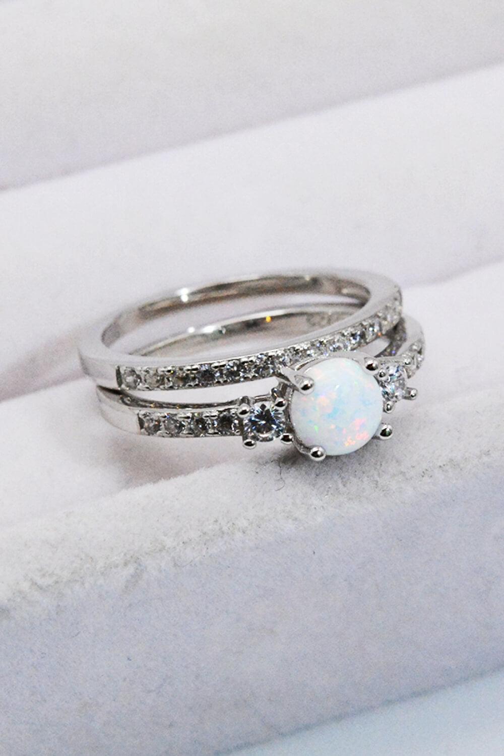 Optimal Chic Sterling Silver Split Shank Opal Ring - MXSTUDIO.COM