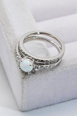 Optimal Chic Sterling Silver Split Shank Opal Ring - MXSTUDIO.COM