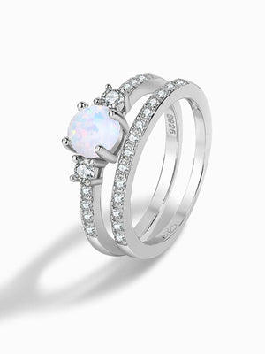 Optimal Chic Sterling Silver Split Shank Opal Ring - MXSTUDIO.COM