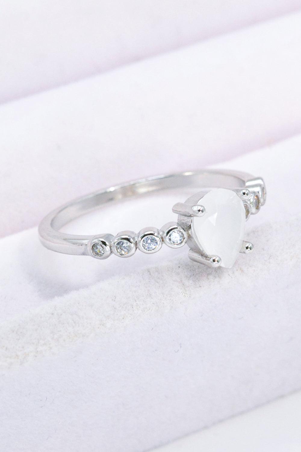 Optimal Fit Teardrop Natural Moonstone Ring - MXSTUDIO.COM