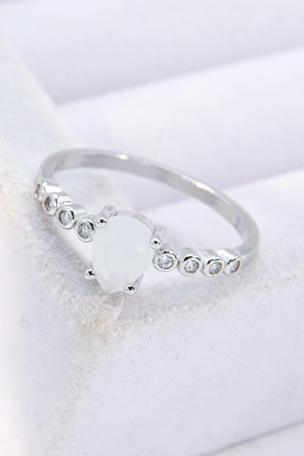 Optimal Fit Teardrop Natural Moonstone Ring - MXSTUDIO.COM