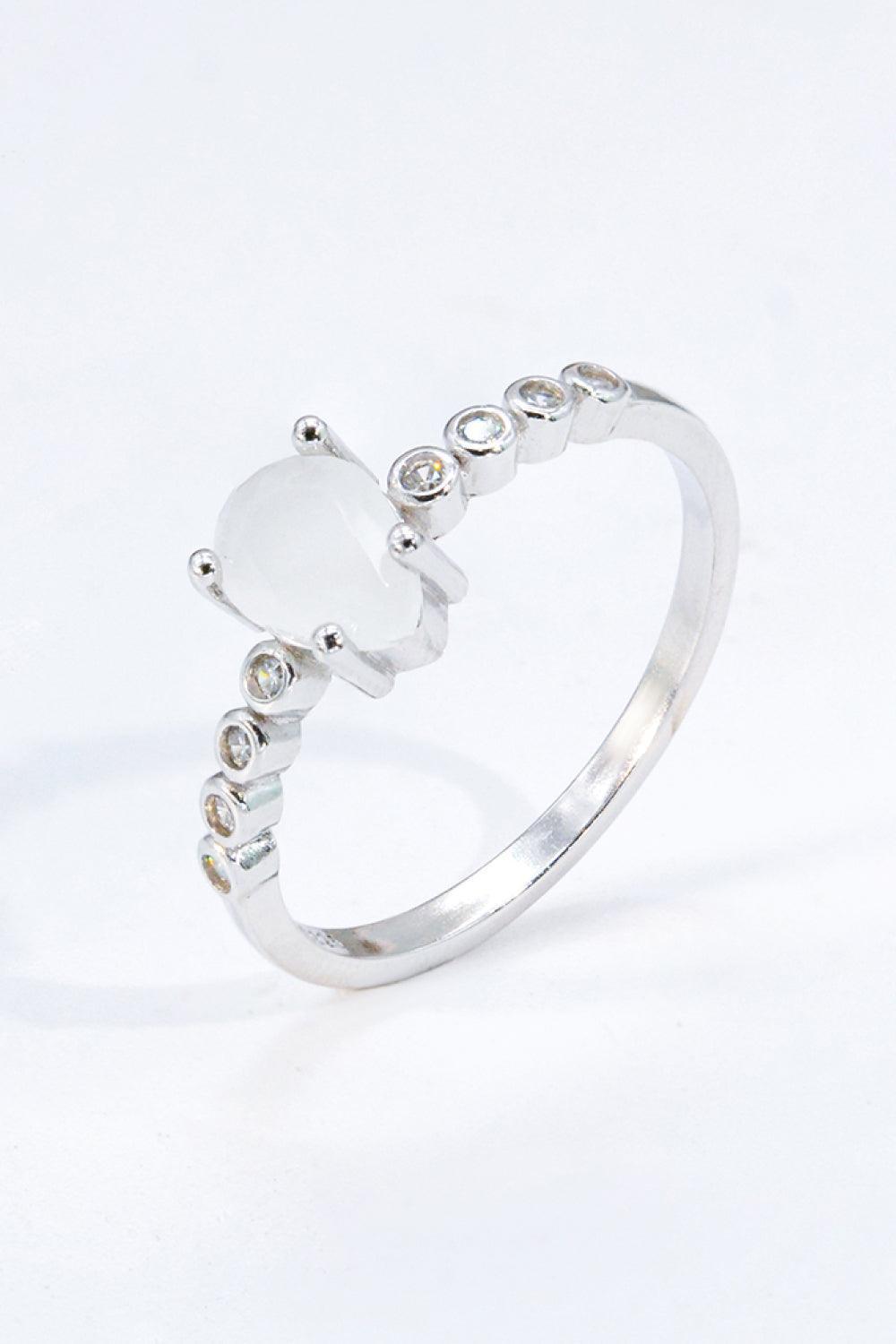 Optimal Fit Teardrop Natural Moonstone Ring - MXSTUDIO.COM