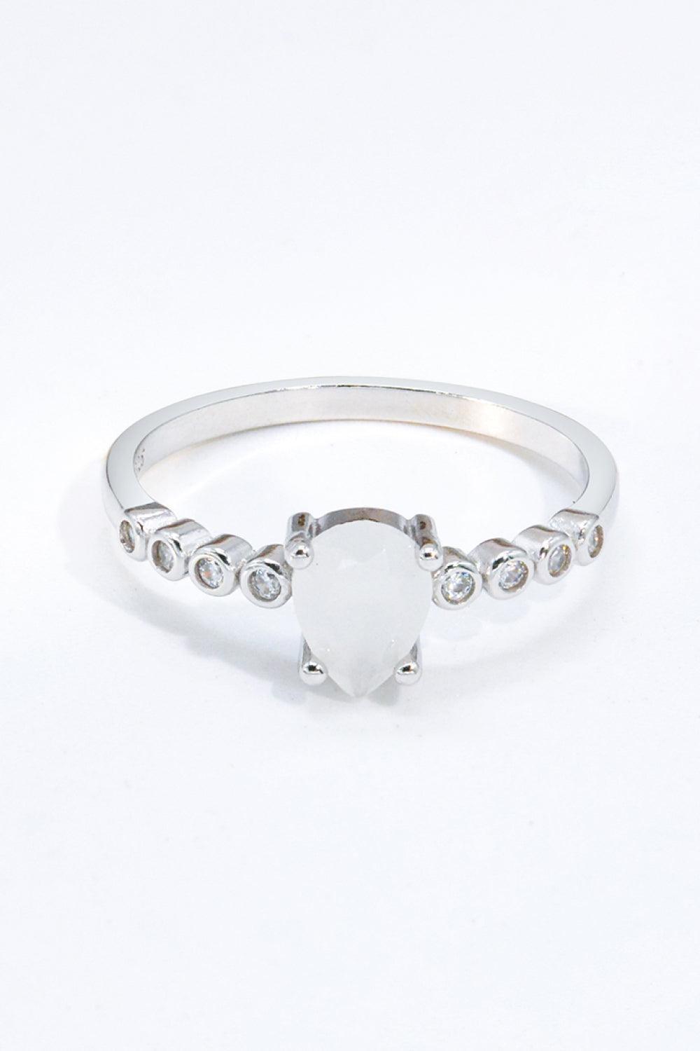 Optimal Fit Teardrop Natural Moonstone Ring - MXSTUDIO.COM