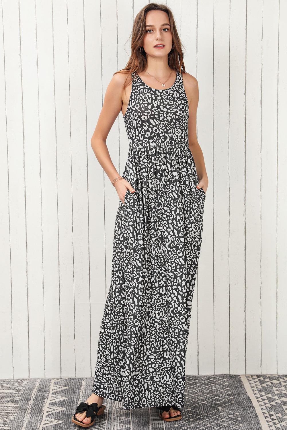 Optimal Flow Sleeveless Maxi Leopard Print Dress - MXSTUDIO.COM