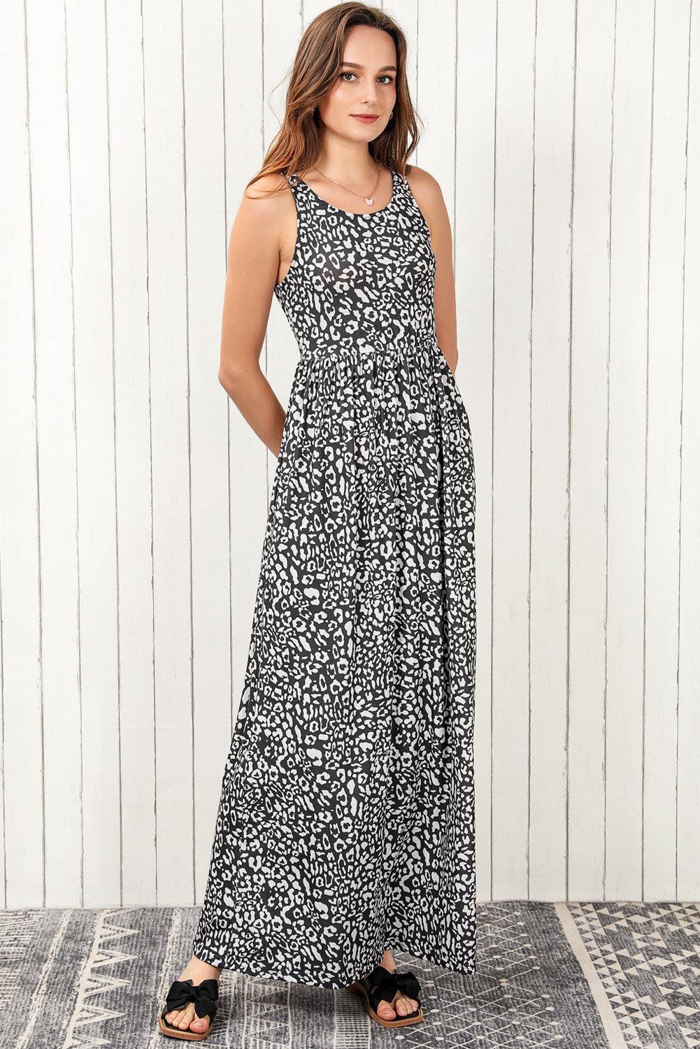 Optimal Flow Sleeveless Maxi Leopard Print Dress - MXSTUDIO.COM