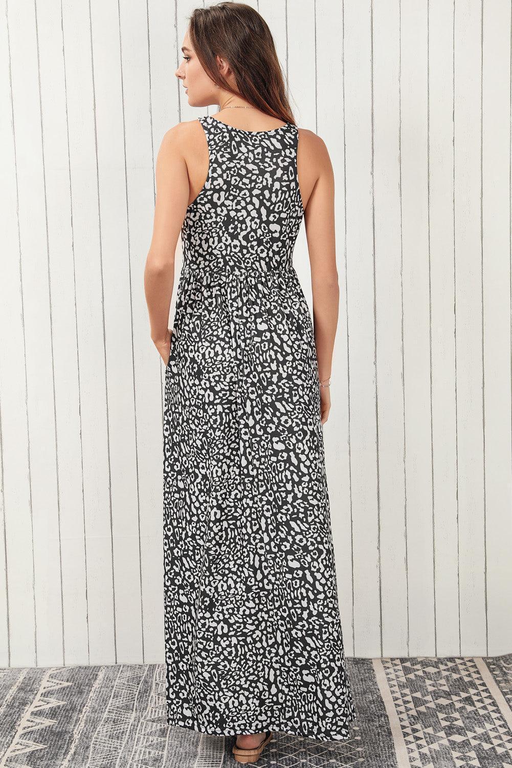 Optimal Flow Sleeveless Maxi Leopard Print Dress - MXSTUDIO.COM