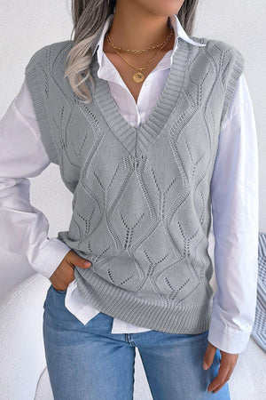 Optimistic Openwork Sweater Vest - MXSTUDIO.COM