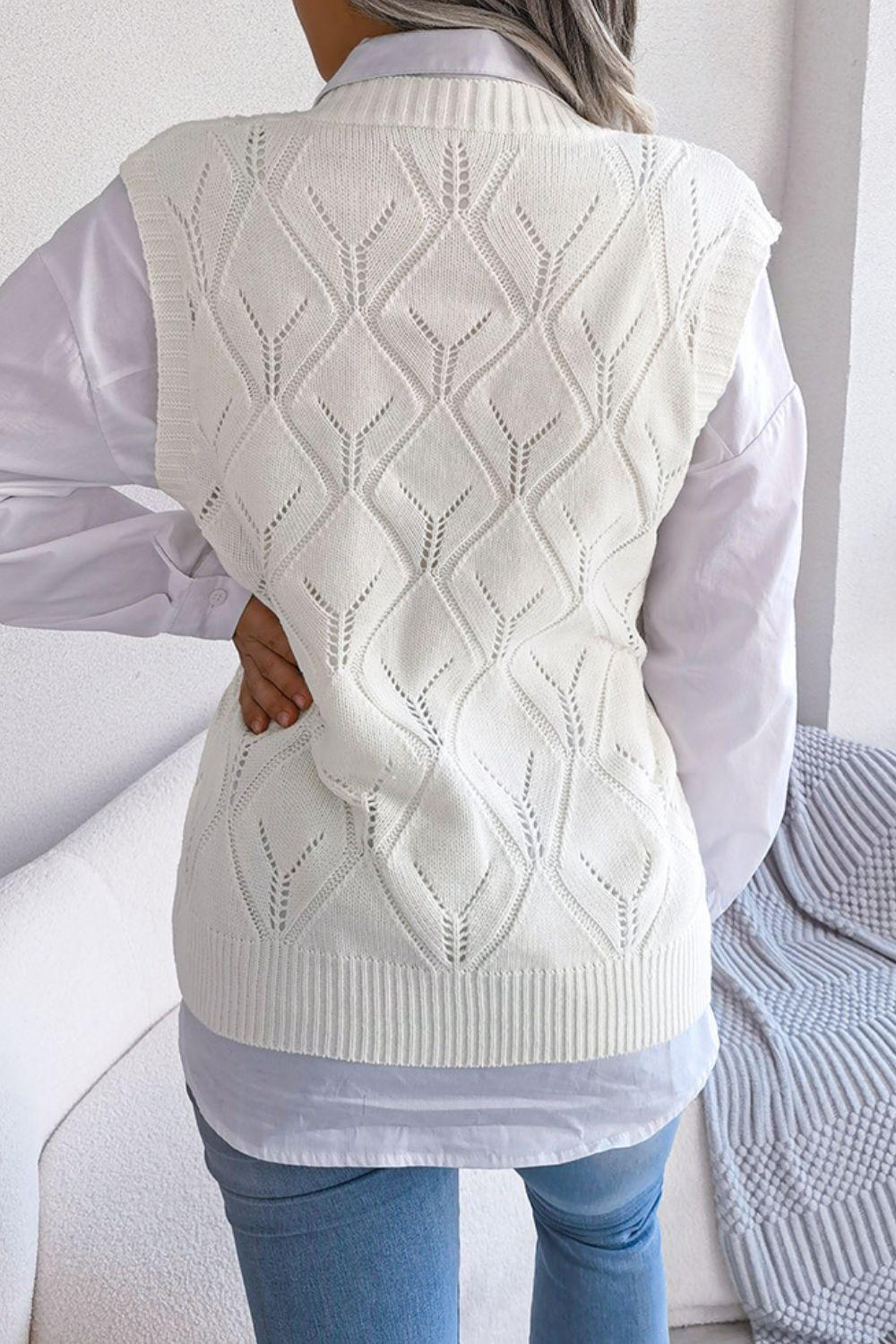 Optimistic Openwork Sweater Vest - MXSTUDIO.COM