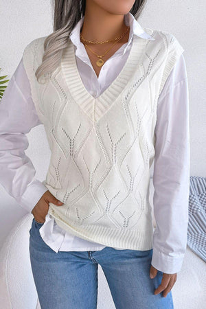 Optimistic Openwork Sweater Vest - MXSTUDIO.COM