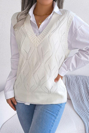 Optimistic Openwork Sweater Vest - MXSTUDIO.COM