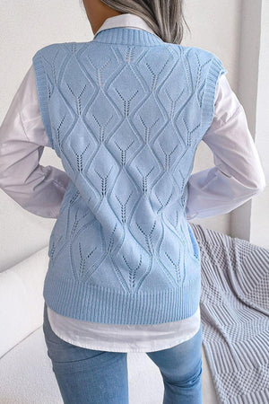 Optimistic Openwork Sweater Vest - MXSTUDIO.COM