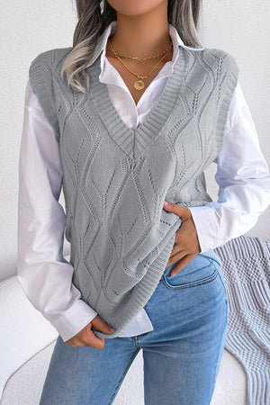 Optimistic Openwork Sweater Vest - MXSTUDIO.COM