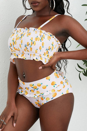 Optimistic Printed Smocked Sexy Bikini Set - MXSTUDIO.COM