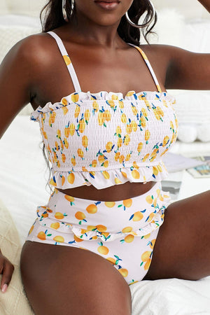 Optimistic Printed Smocked Sexy Bikini Set - MXSTUDIO.COM