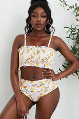 Optimistic Printed Smocked Sexy Bikini Set - MXSTUDIO.COM