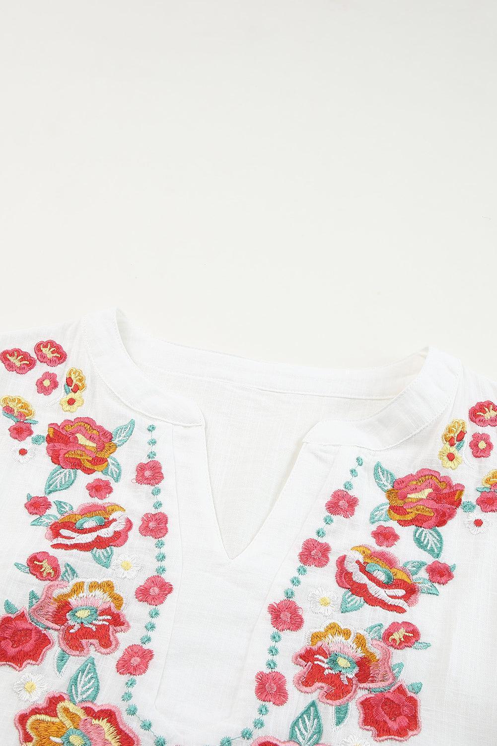 Optimistic Short Sleeve Floral Embroidered Top - MXSTUDIO.COM