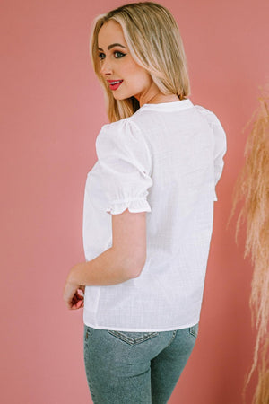 Optimistic Short Sleeve Floral Embroidered Top - MXSTUDIO.COM