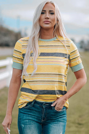 Optimistic Weekend Short Sleeve Striped Tee - MXSTUDIO.COM