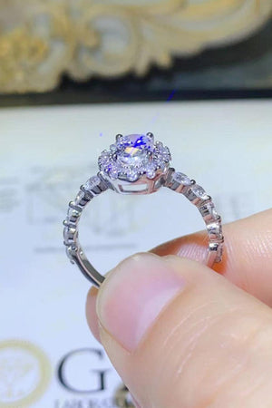 Optimize Sterling Silver Halo 1 Carat Moissanite Ring - MXSTUDIO.COM