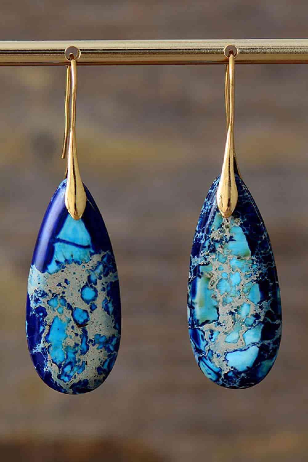 Organic Elegance Dangling Natural Stone Earrings-MXSTUDIO.COM