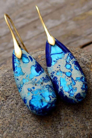 Organic Elegance Dangling Natural Stone Earrings-MXSTUDIO.COM