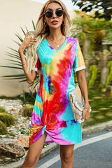 Out And About Twisted Tie Dye Tee Shirt Dress - MXSTUDIO.COM